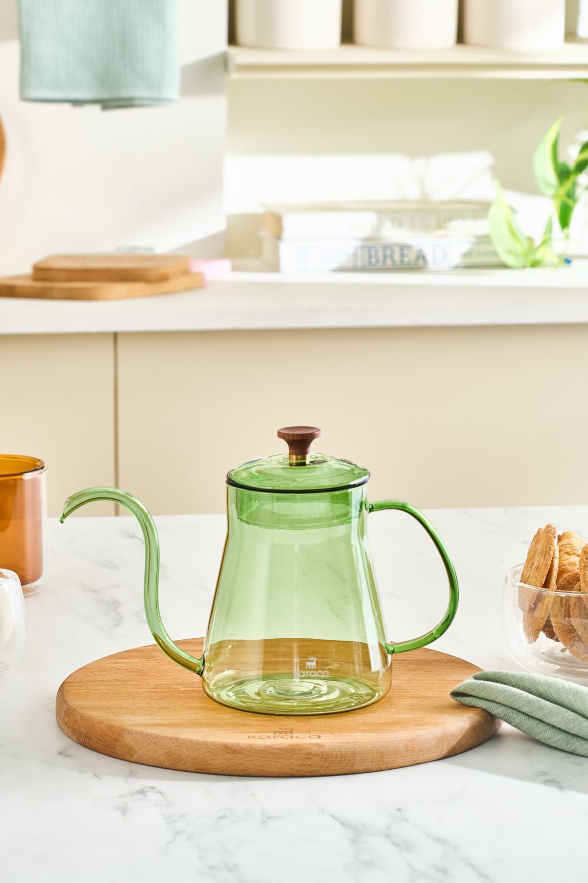 Martina Borosilicate Glass Coffe Kettle/Coffee Pot Green 600 ml