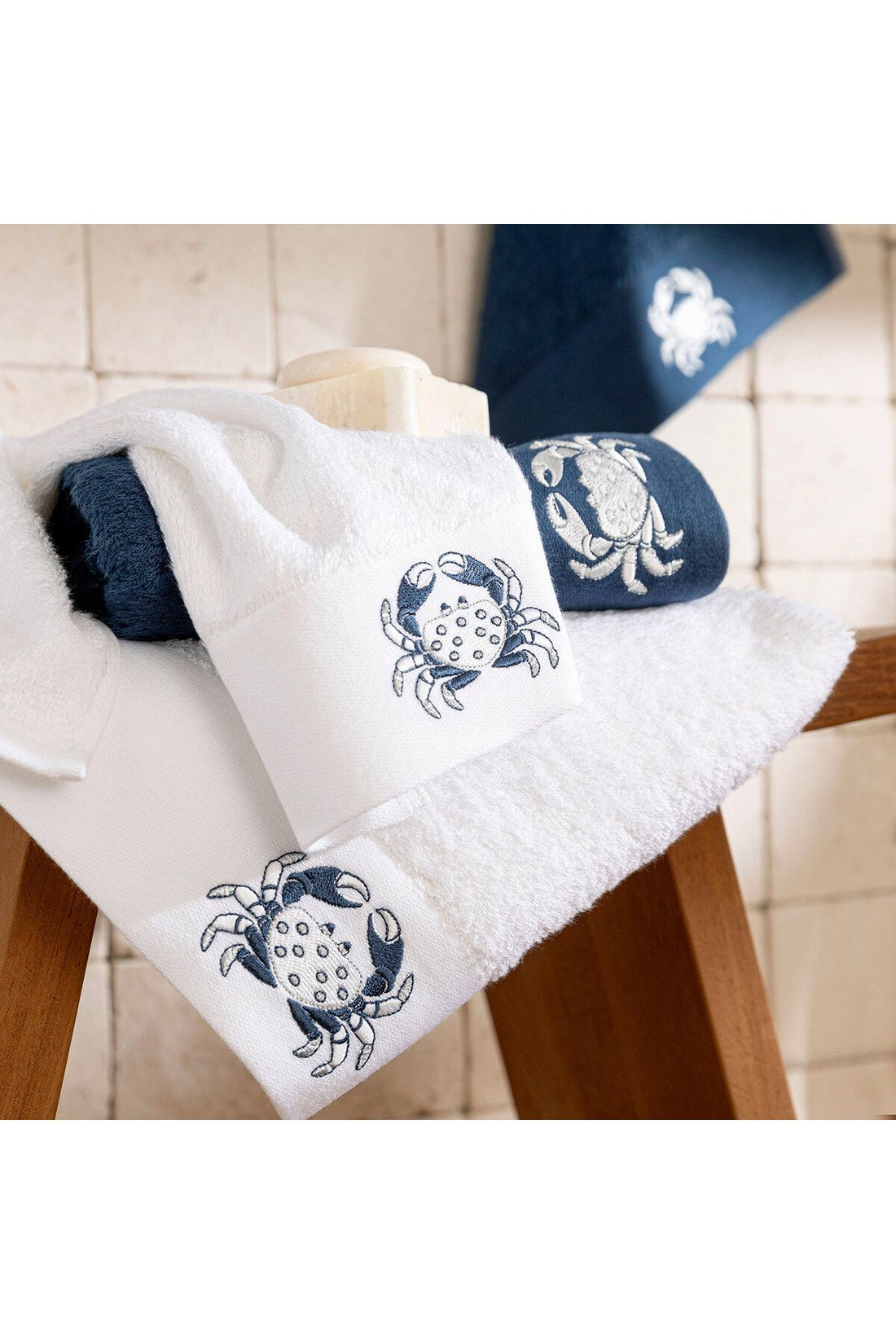 Aron Embroidered Face Towel 50x90 cm White