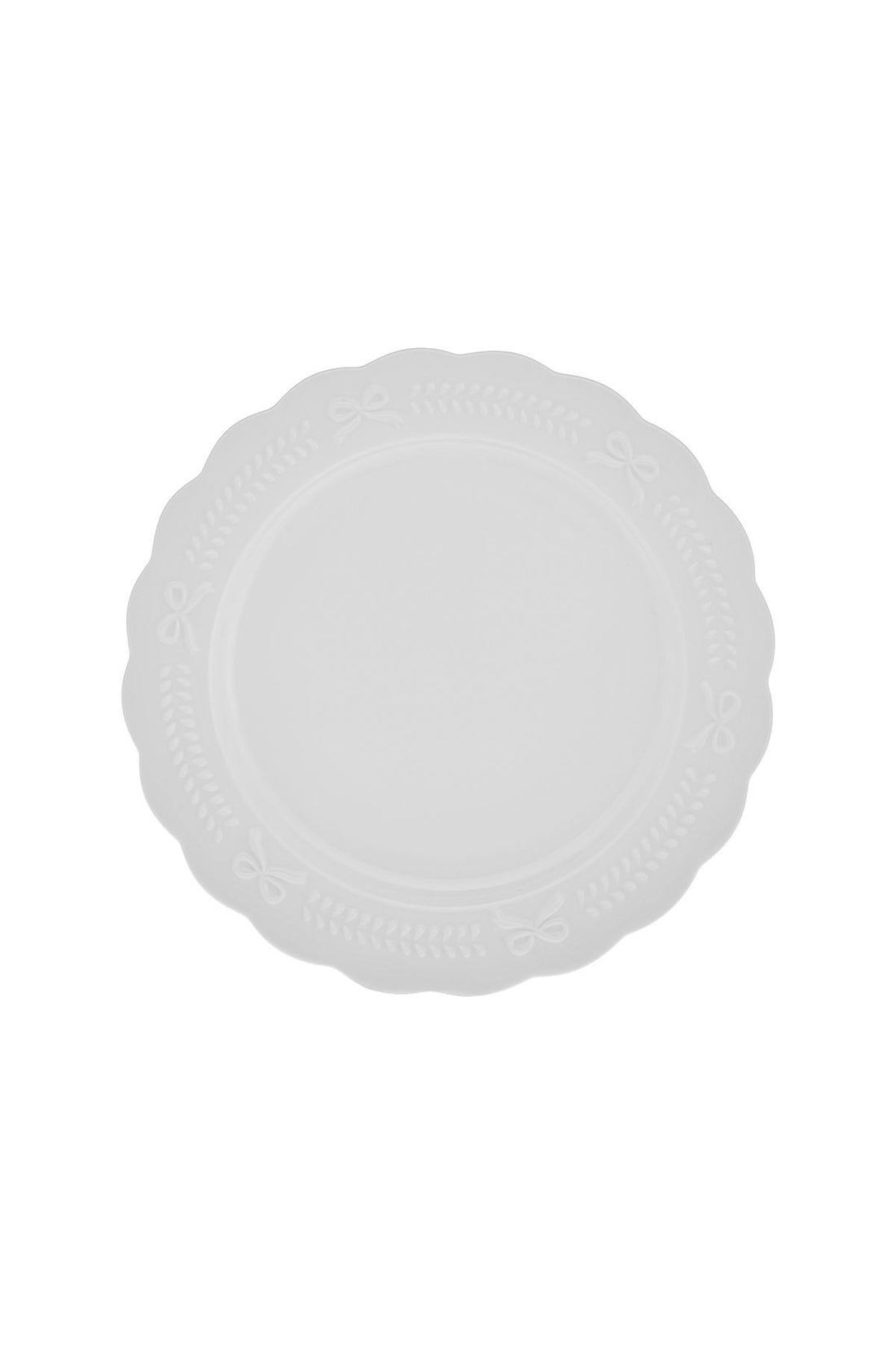 New Year Christmas Embossed Cake Plate 21 Cm White