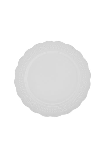 New Year Christmas Embossed Cake Plate 21 Cm White