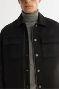 Erkek Siyah Klasik Yaka Önü Fermuar ve Çıtçıt Kapama Mevsimlik Comfort Fit Mont A42Y6077