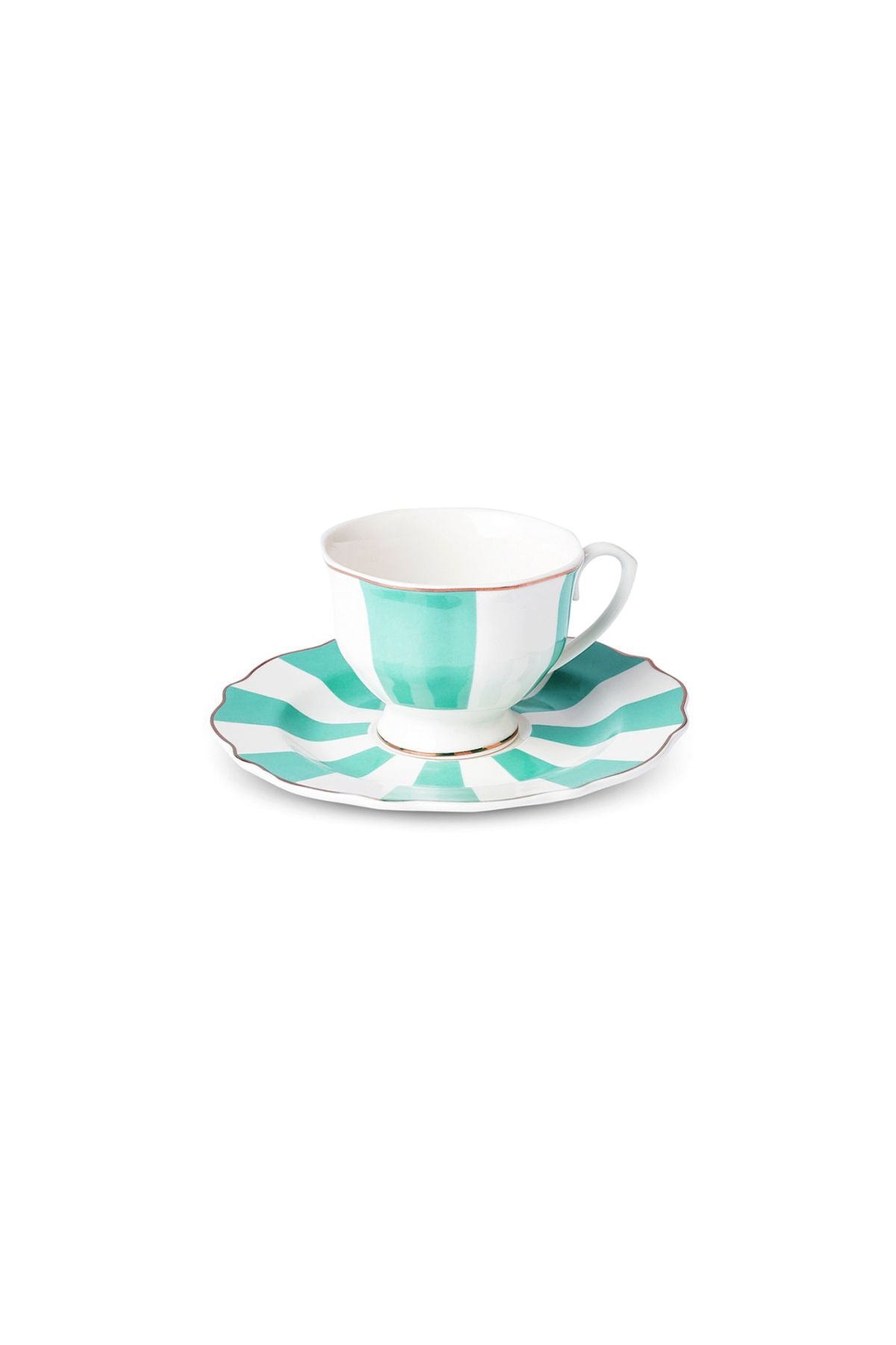 New Romantic Thick Striped Tea Cup 220 ml Green