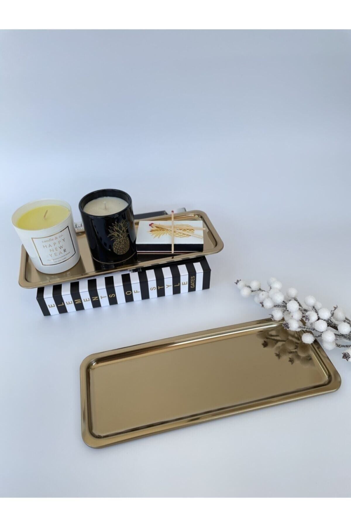 2 Pcs Gold Rectangle Serving Serving Tray No:1