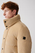 Men's Beige Stand Collar Polyester Garnished Velvet Inflatable Coat A32y6136