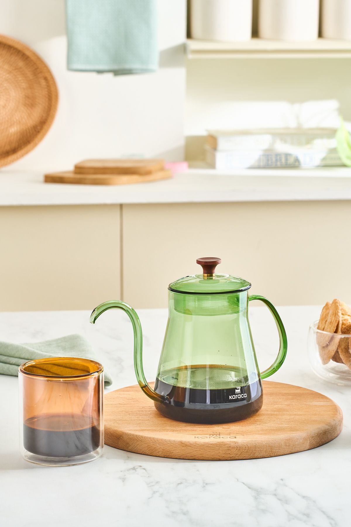 Martina Borosilicate Glass Coffe Kettle/Coffee Pot Green 600 ml