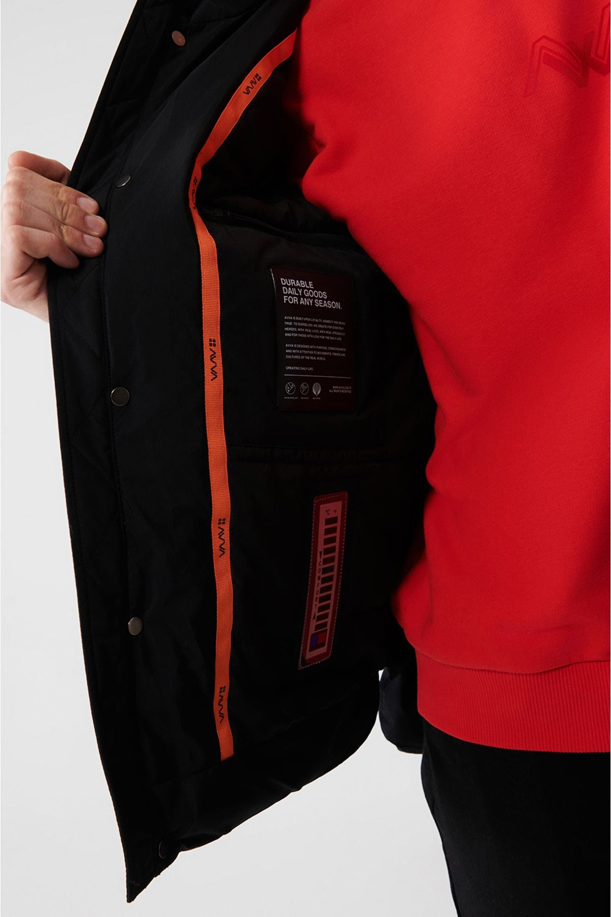Men's Black Hooded Inside Plush Detailed Water Repellent Windproof Inflatable Coat A32y6046