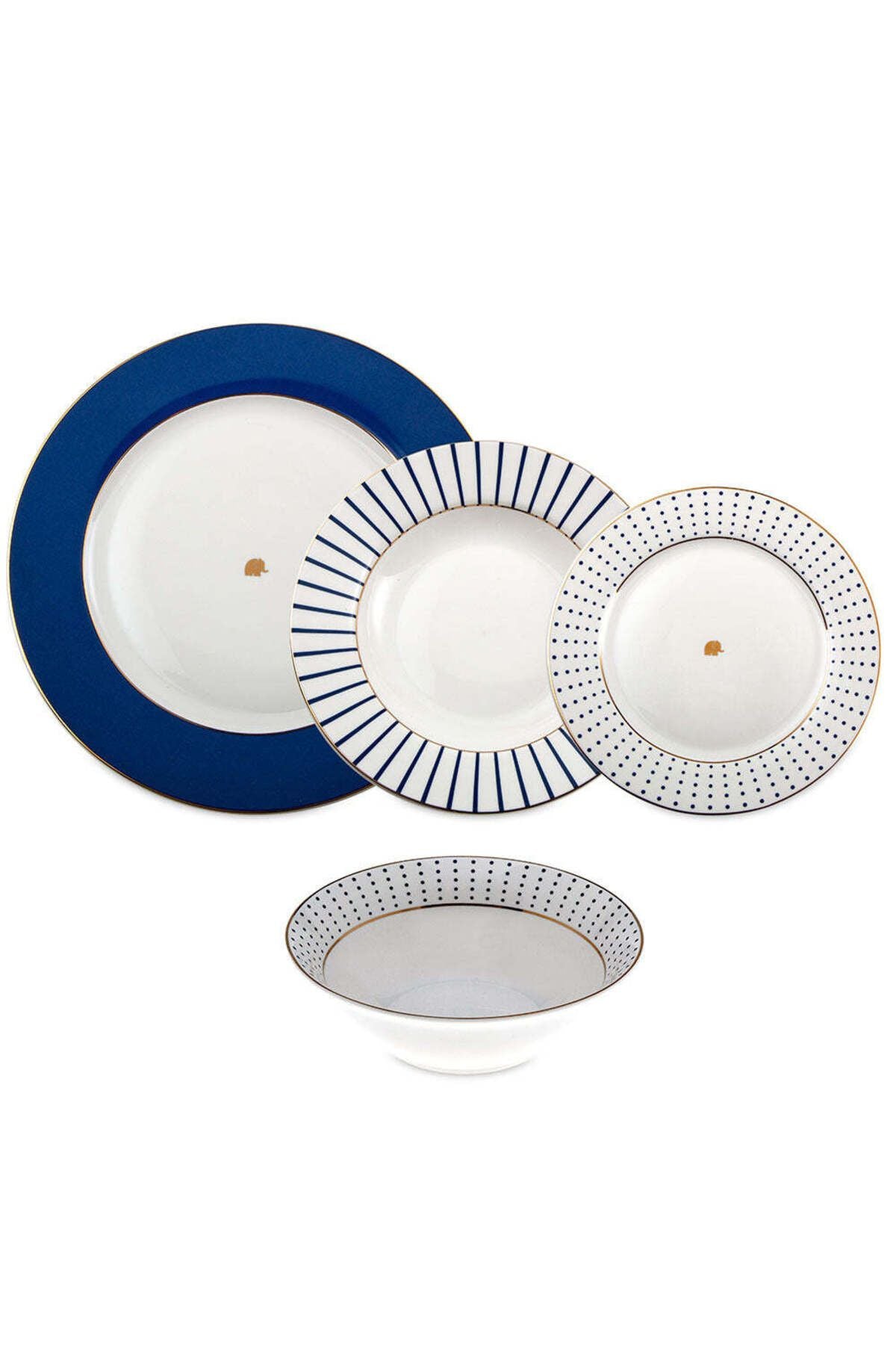 Navy 24 Piece Dinner Set for 6 Seater