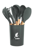 Mikla Heat Resistant Fireproof Non-stick 33 Piece Silicone Spatula Kitchen Set Grey