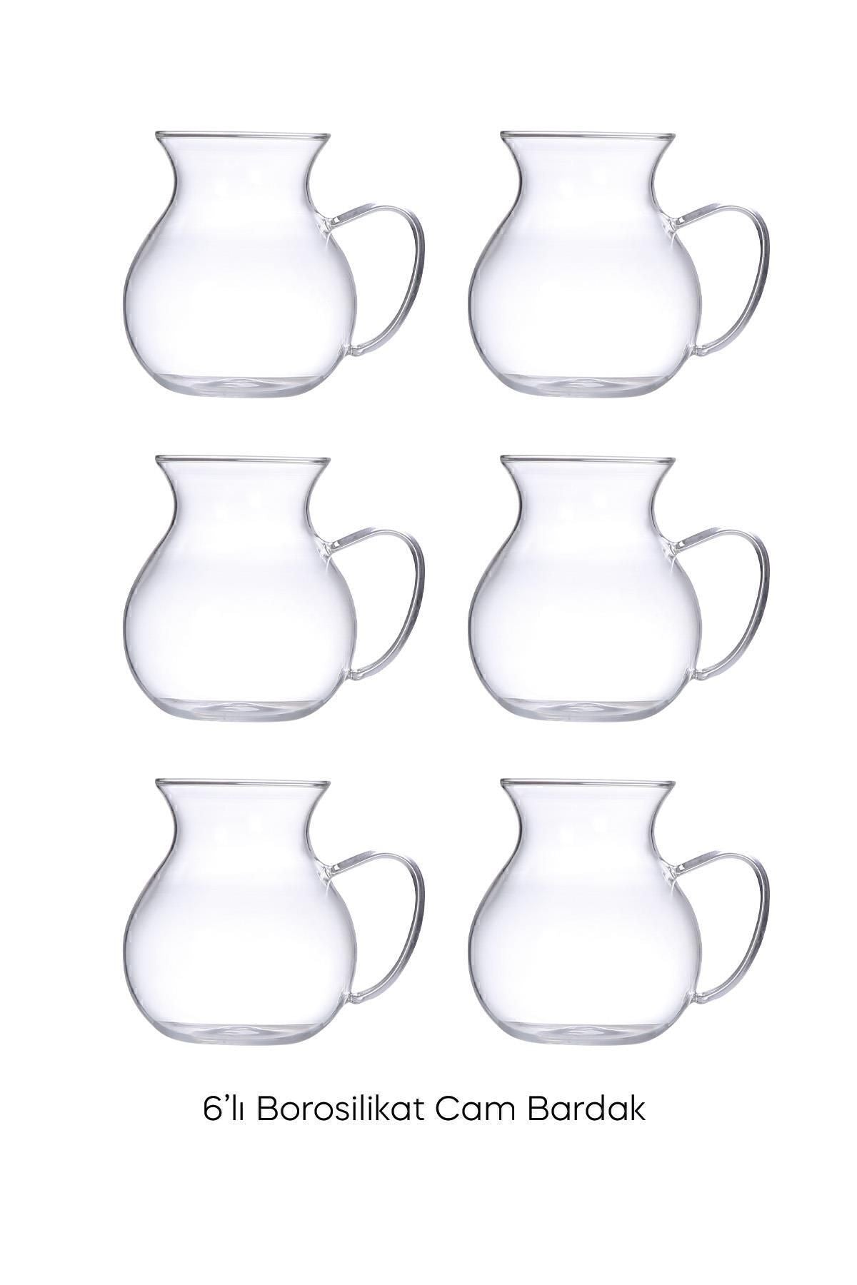 Keyfi Ala Borosilikat Set of 6 Tea Cups