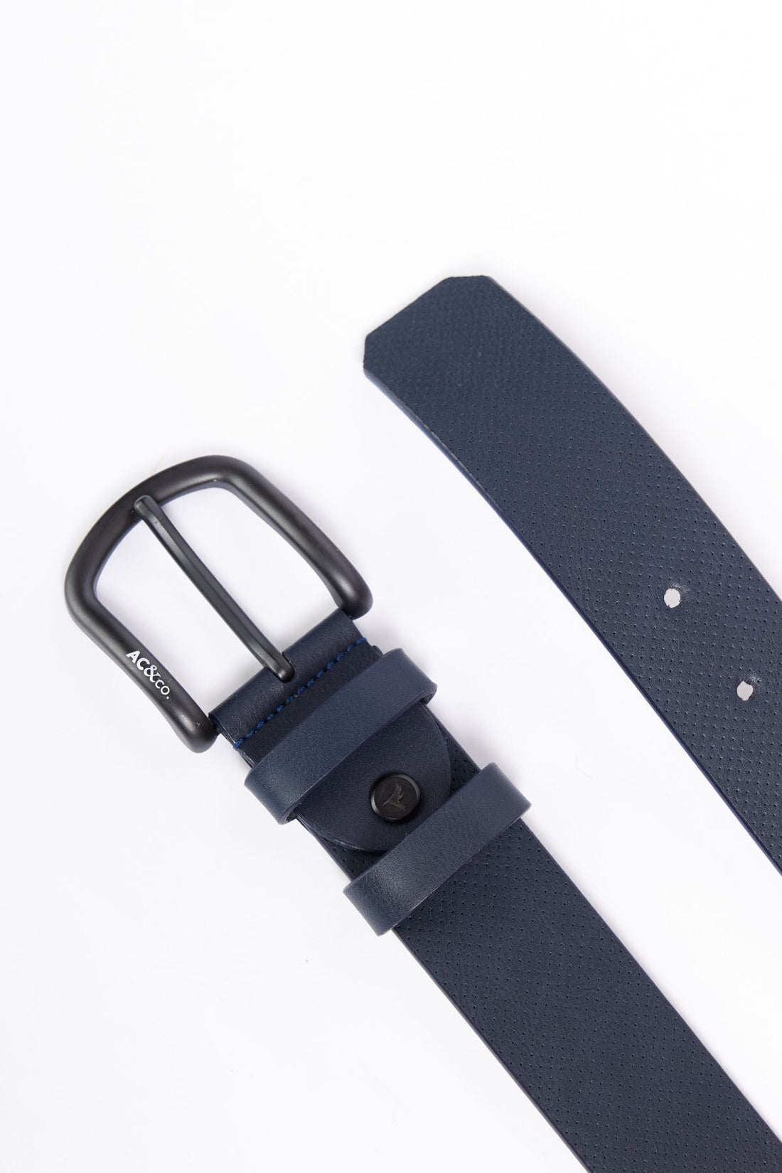 Men's Navy Casual Faux Leather Belt