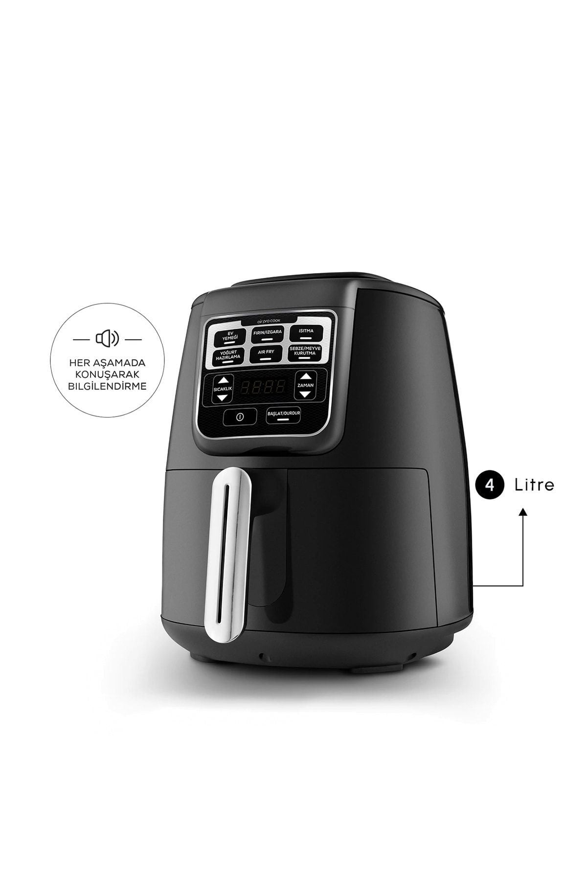 Air Pro Cook Xl 2 In 1 Talking Airfryer Fryer Black Chrome 4 Seater