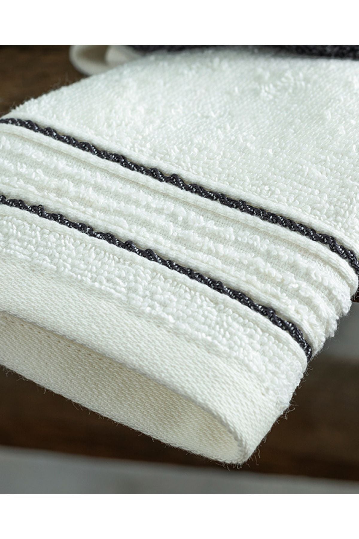 Quadro Cotton 4-Pack Hand Towel Set Anthracite-Ecru