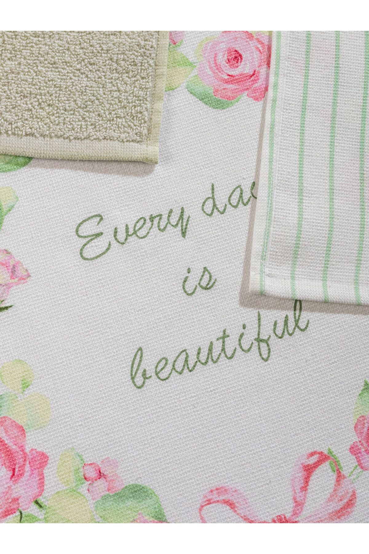 Pink Bow Embroidered Drying Cloth 3 Pcs 40x50 Cm