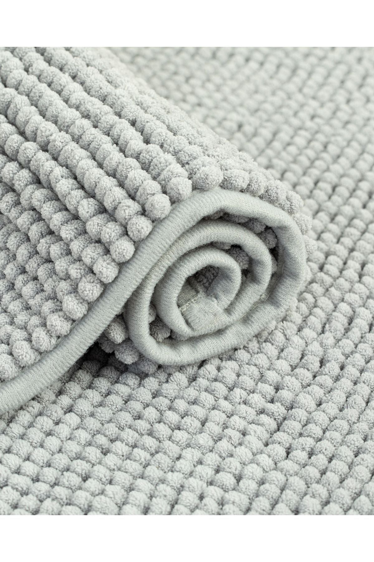 Paige Polyester Pasta Bath Mat Set 60x90 40x60 Cm Grey