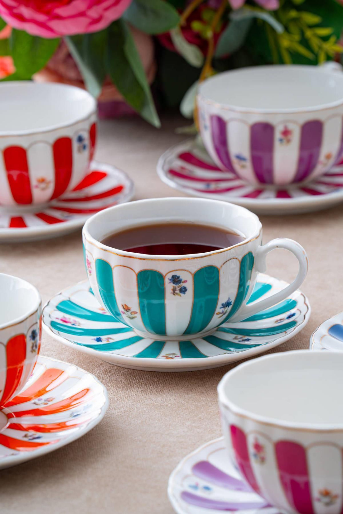 Marlowe Colored Tea Cup Set for 6 Persons - 220 ml