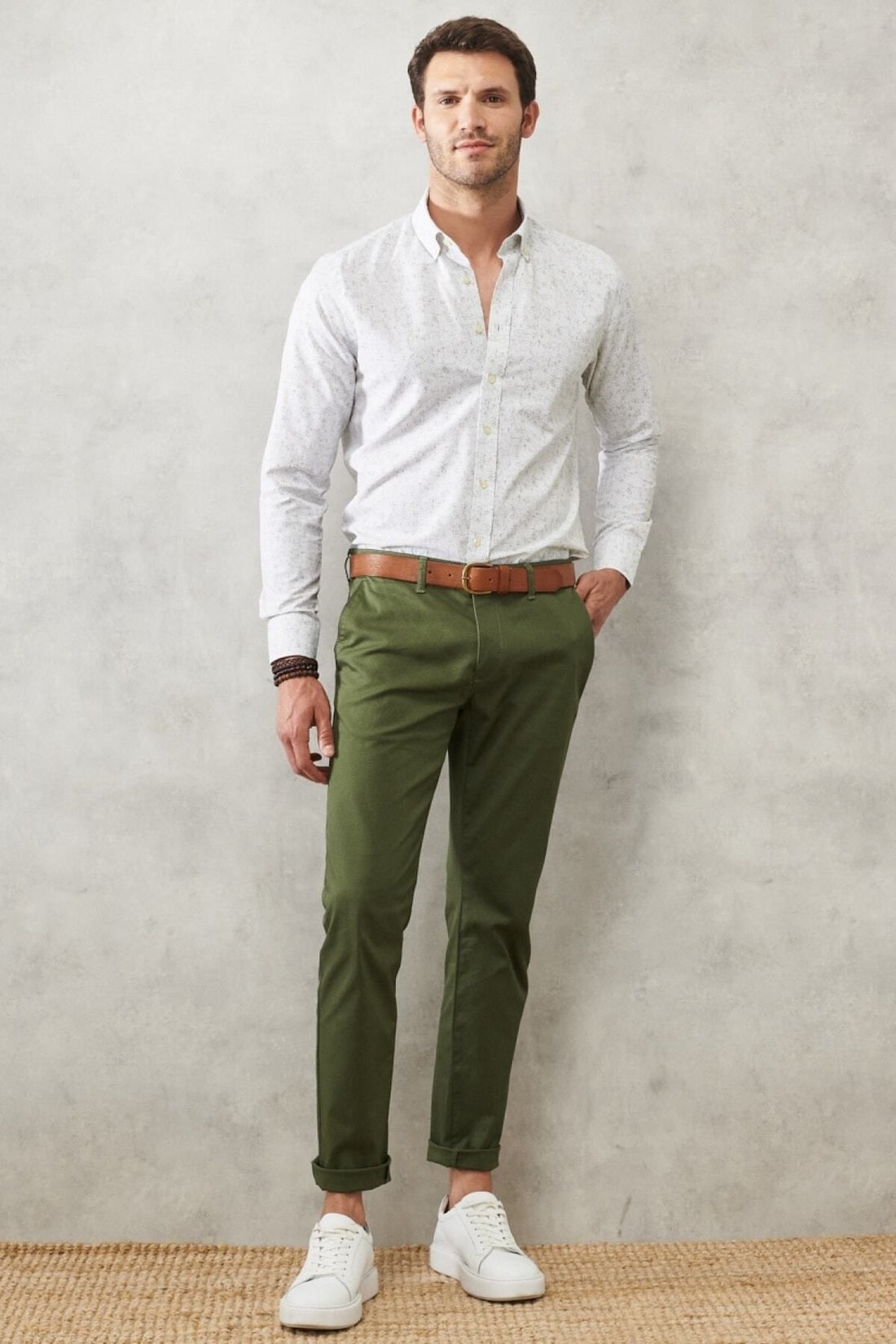 Men's Khaki Slim Fit Slim Fit Side Pocket Stretch Chino Pants