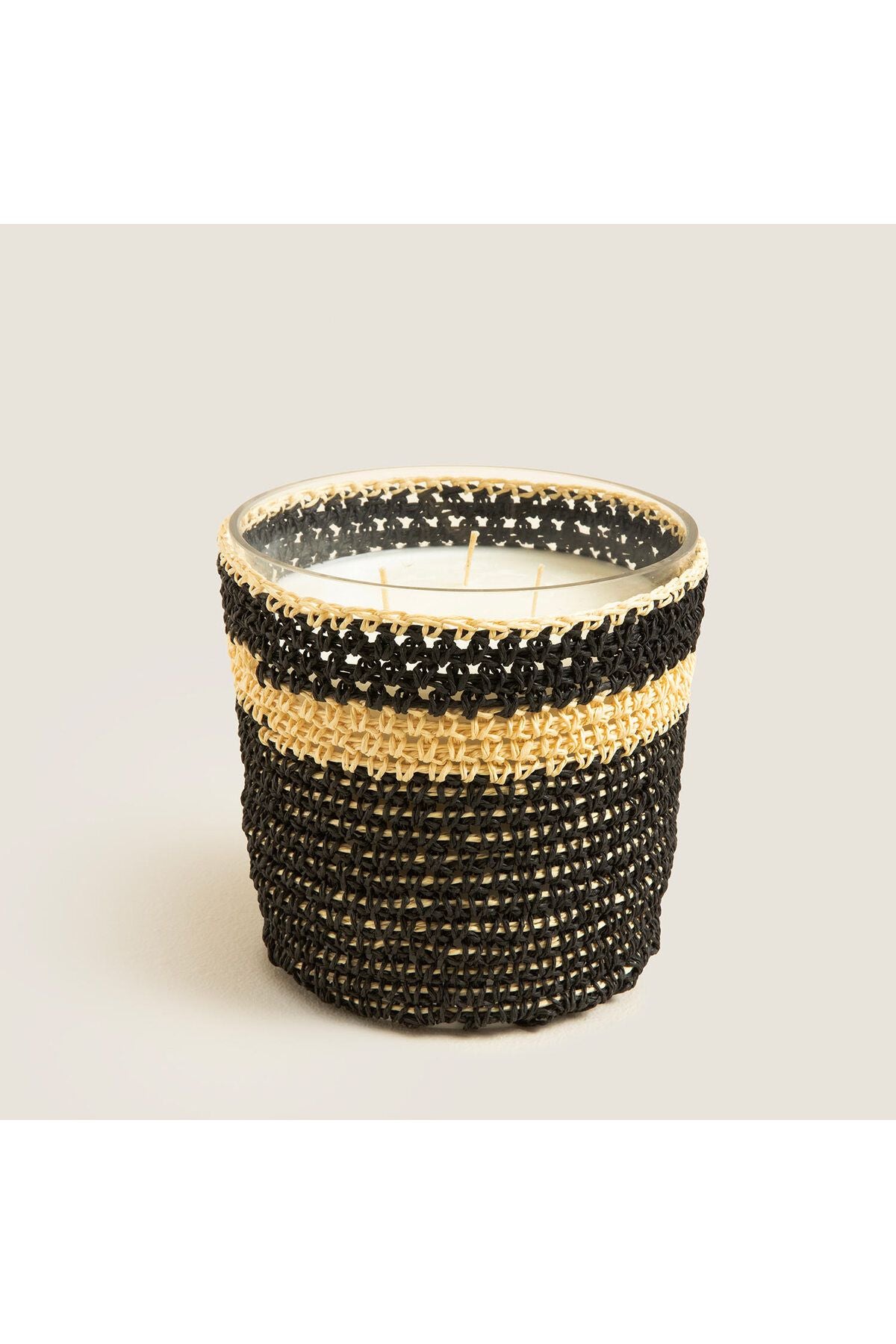 Boho Black&White Crochet Scented Candle 12x13 cm Black