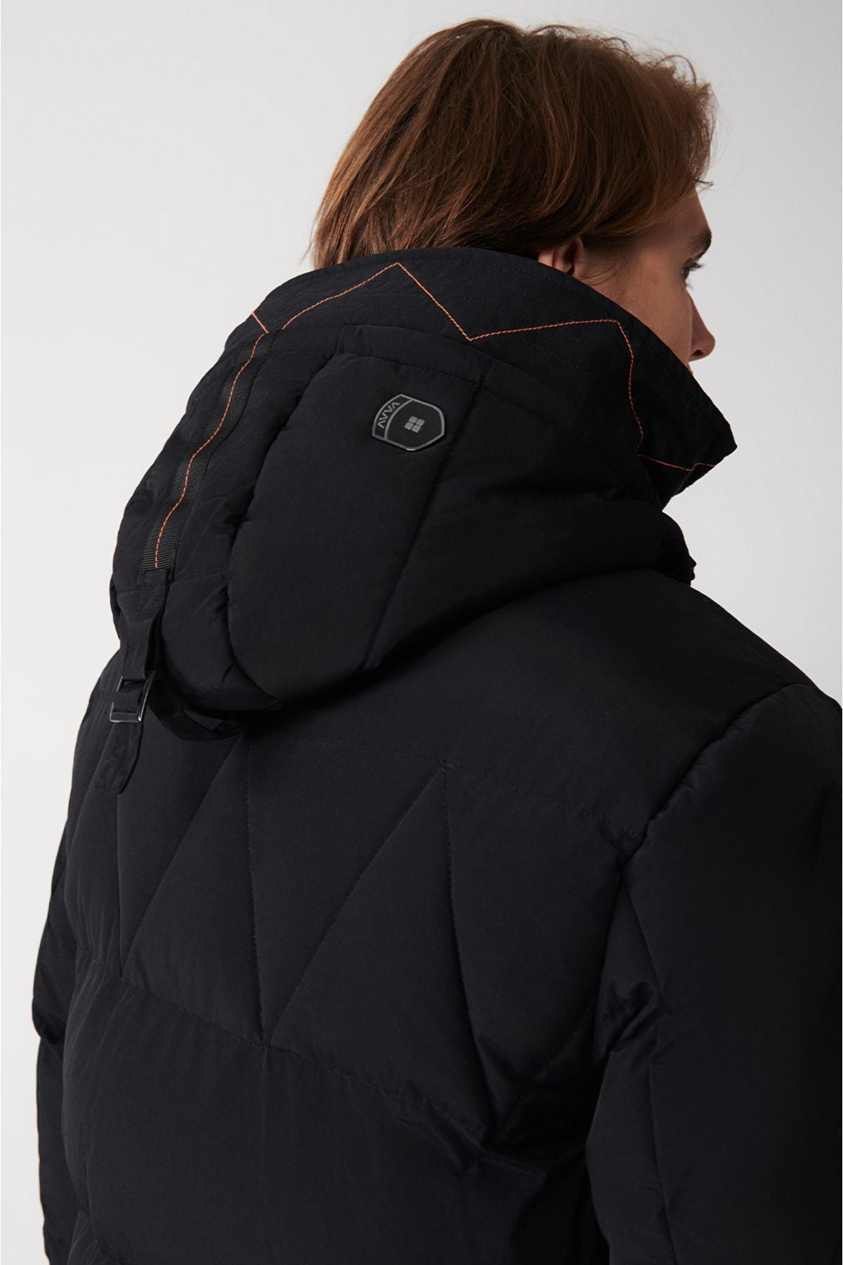 Men's Black Hooded Inside Plush Detailed Water Repellent Windproof Inflatable Coat A32y6046
