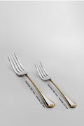 Fulya Gold Simple 12 Seater 84 Piece Fork Spoons Knife Set with Leather Box