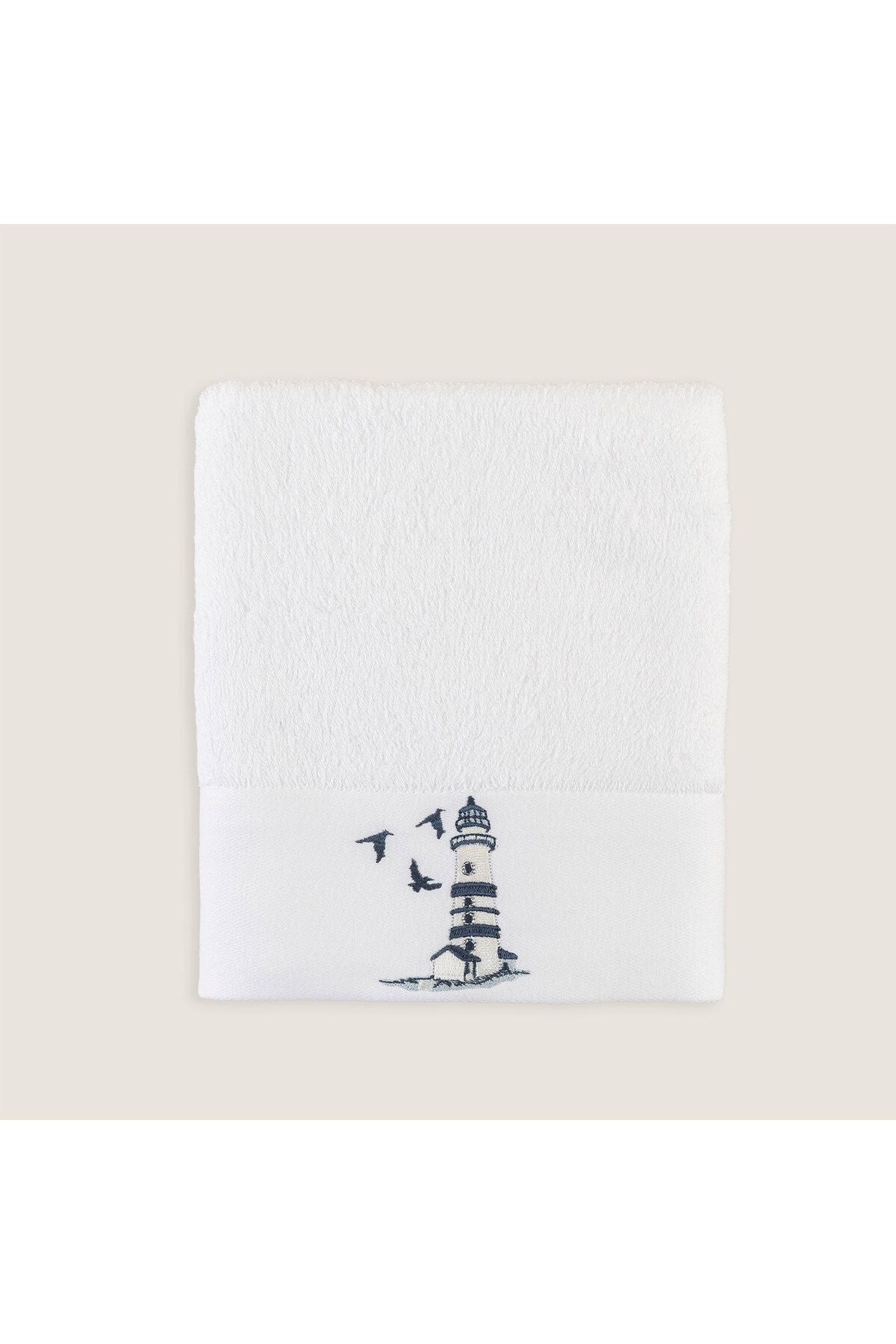 Emera Embroidered Face Towel 50x90 Cm White