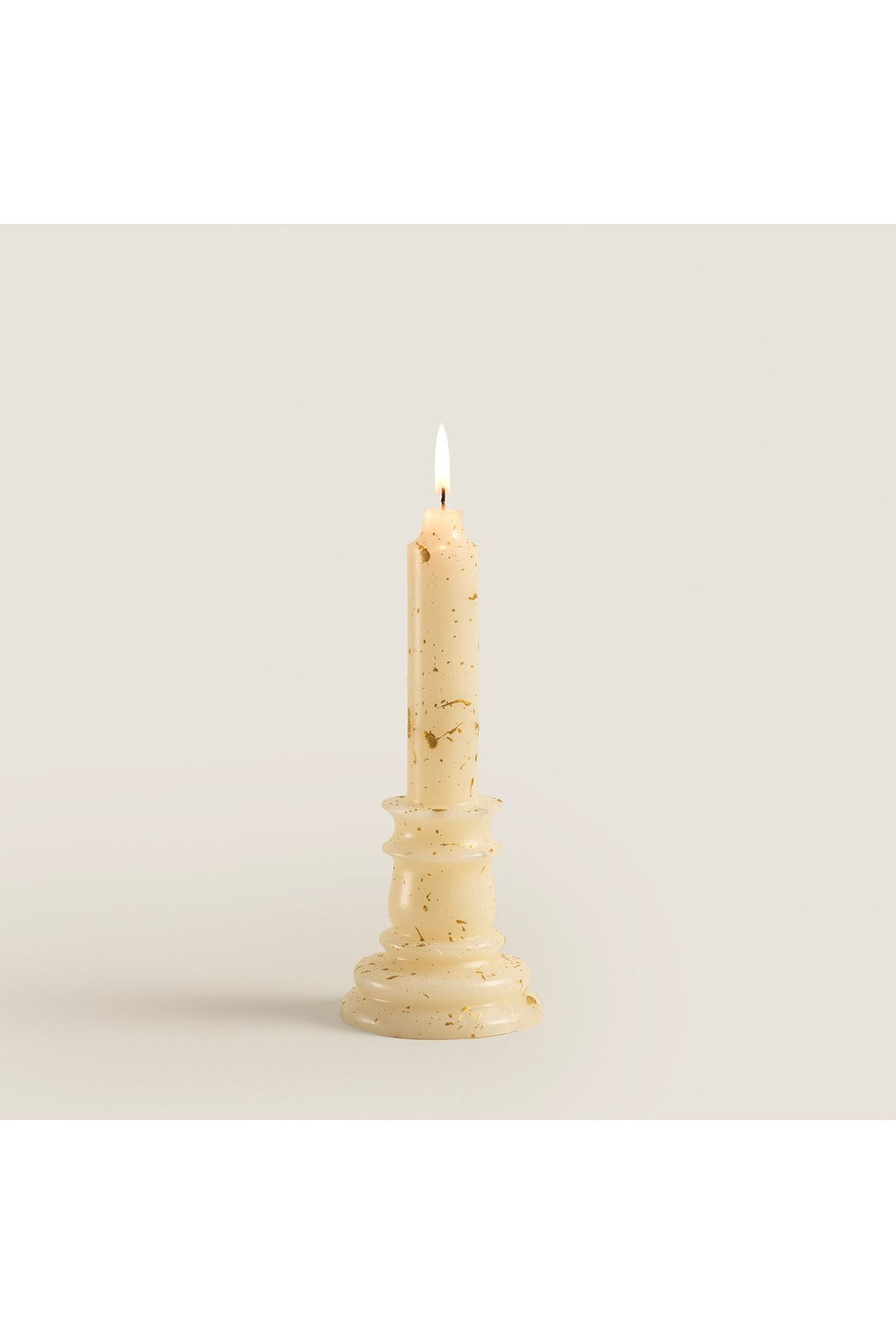 Candlestick Candle Candle with Flame Pedestal Gold 20 Cm Gold