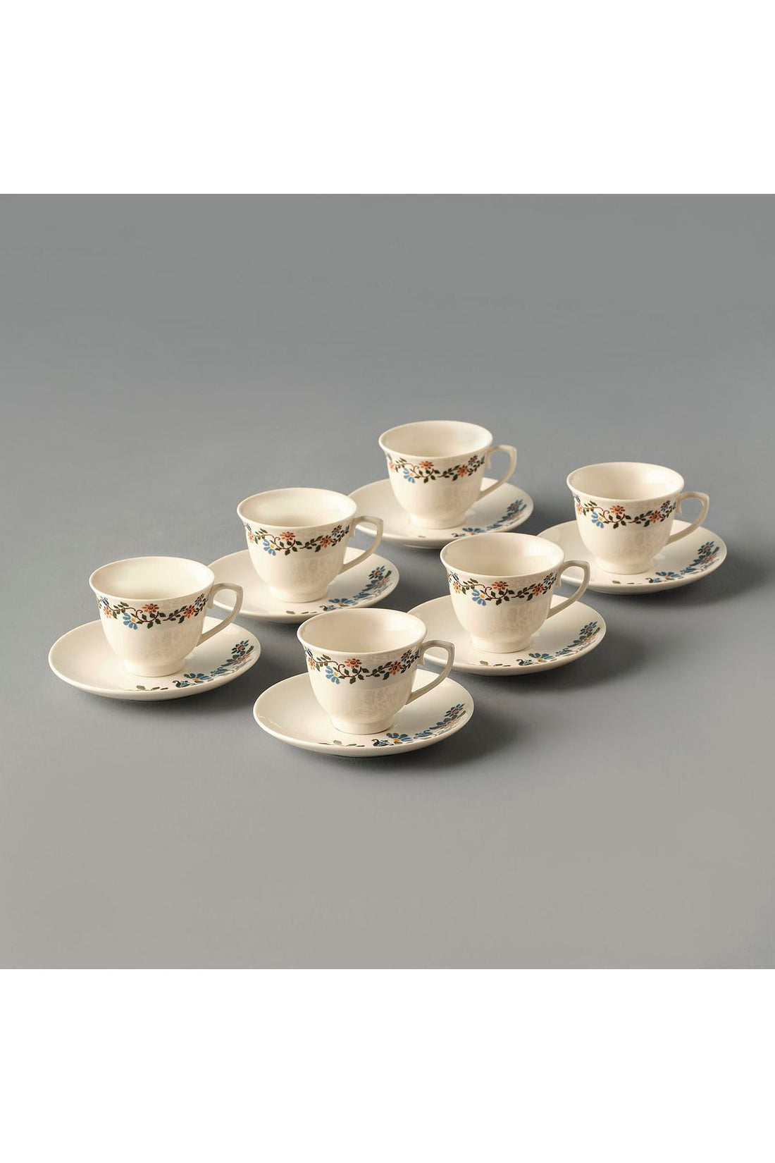 Vintage Porcelain Set of 6 Coffee Cups Blue (90 cc)