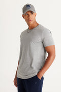 Men's Dark Grey Cotton Slim Fit Slim Fit Crew Neck Basic T-Shirt