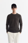 Men's Anthracite Textured Basic Sweater E005110