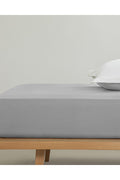 Plain Cotton Single Size Fitted Bed Sheet Pebble