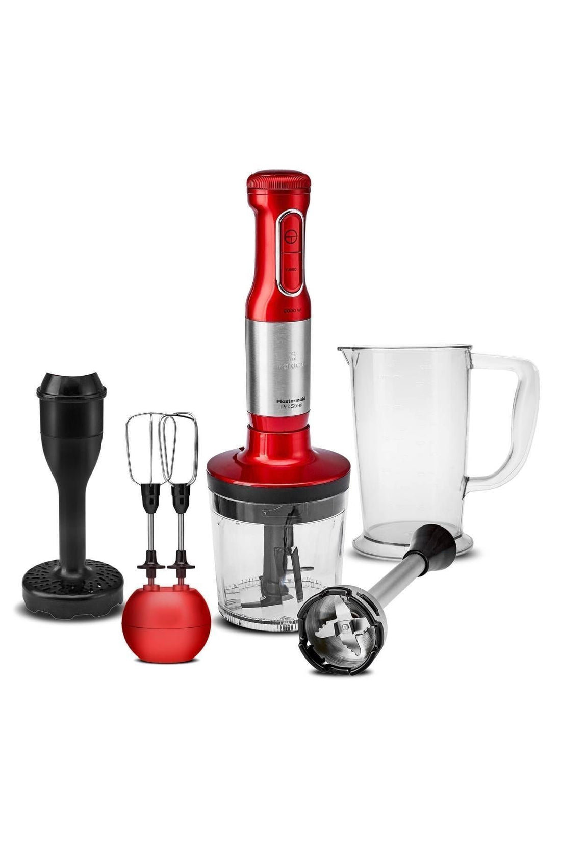 Mastermaid Prosteel Long Blender Stand 6 Blade Blender Set Red Inox 2000 W