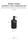 Mina Black Square Stripe Liquid Soap Dispenser