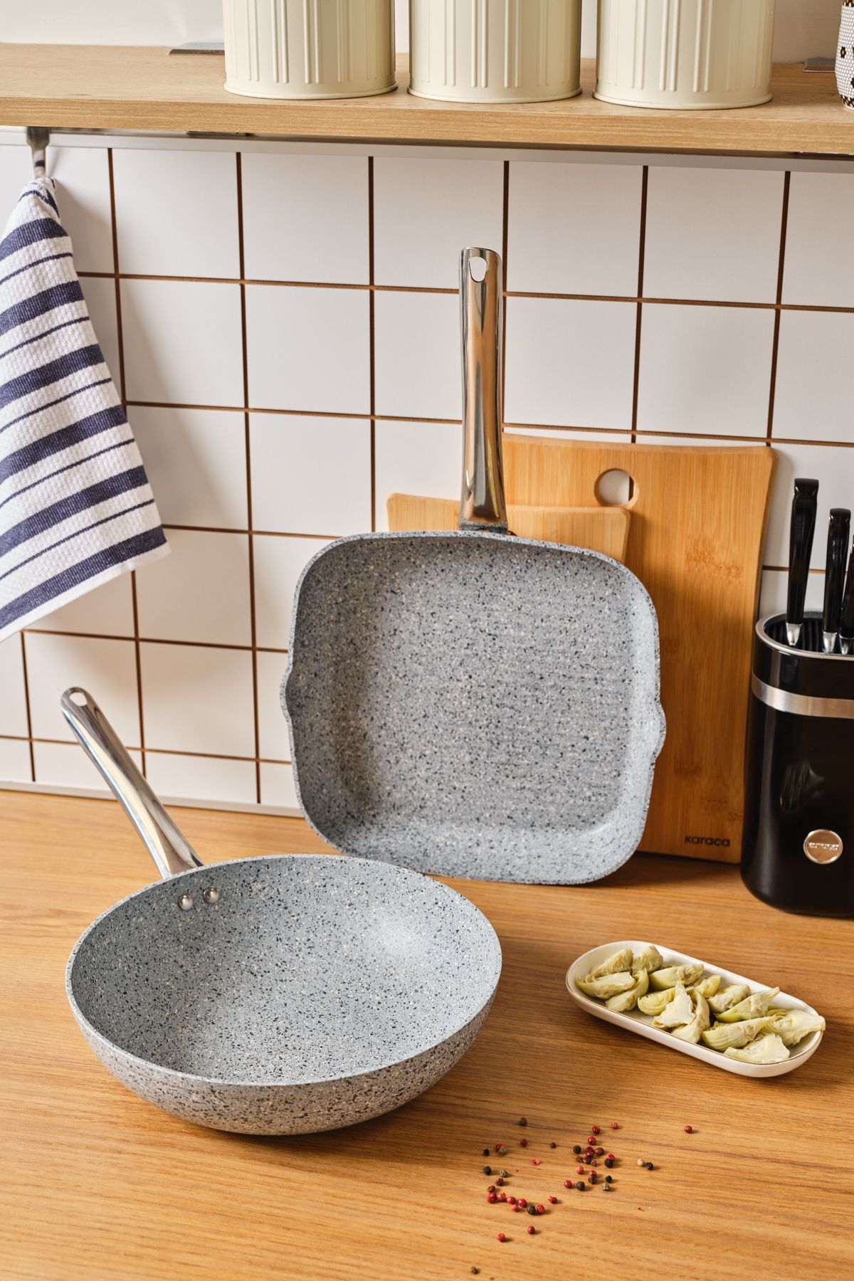 Biogranite Nare Wok - Grill Set Blue