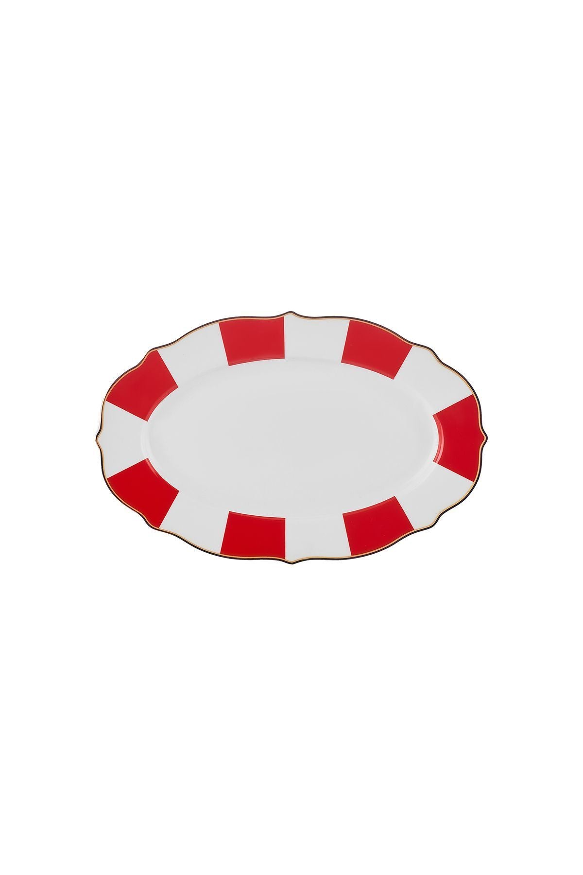 New Romantic Thick Striped Kayak Plate 20 cm Red