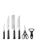 Black Force 6-Piece Kitchen Knife Set with Row