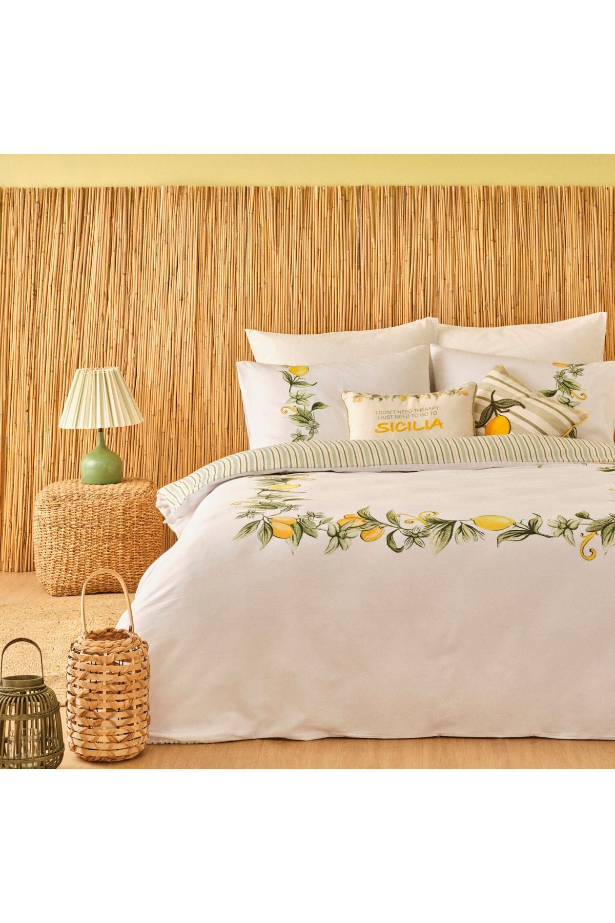 100% Cotton Satin Sicilia Single Bed Linen Set White (160x220 cm)