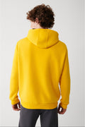 Men's Yellow Unisex Sweatshirt Hooded Collar Polarized 3 Yarn Cotton Regular Fit E001018