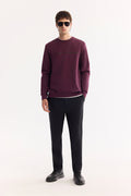 Erkek Bordo Bisiklet Yaka Pamuklu Bi-Stretch Baskılı Regular Fit Sweatshirt A52Y1325