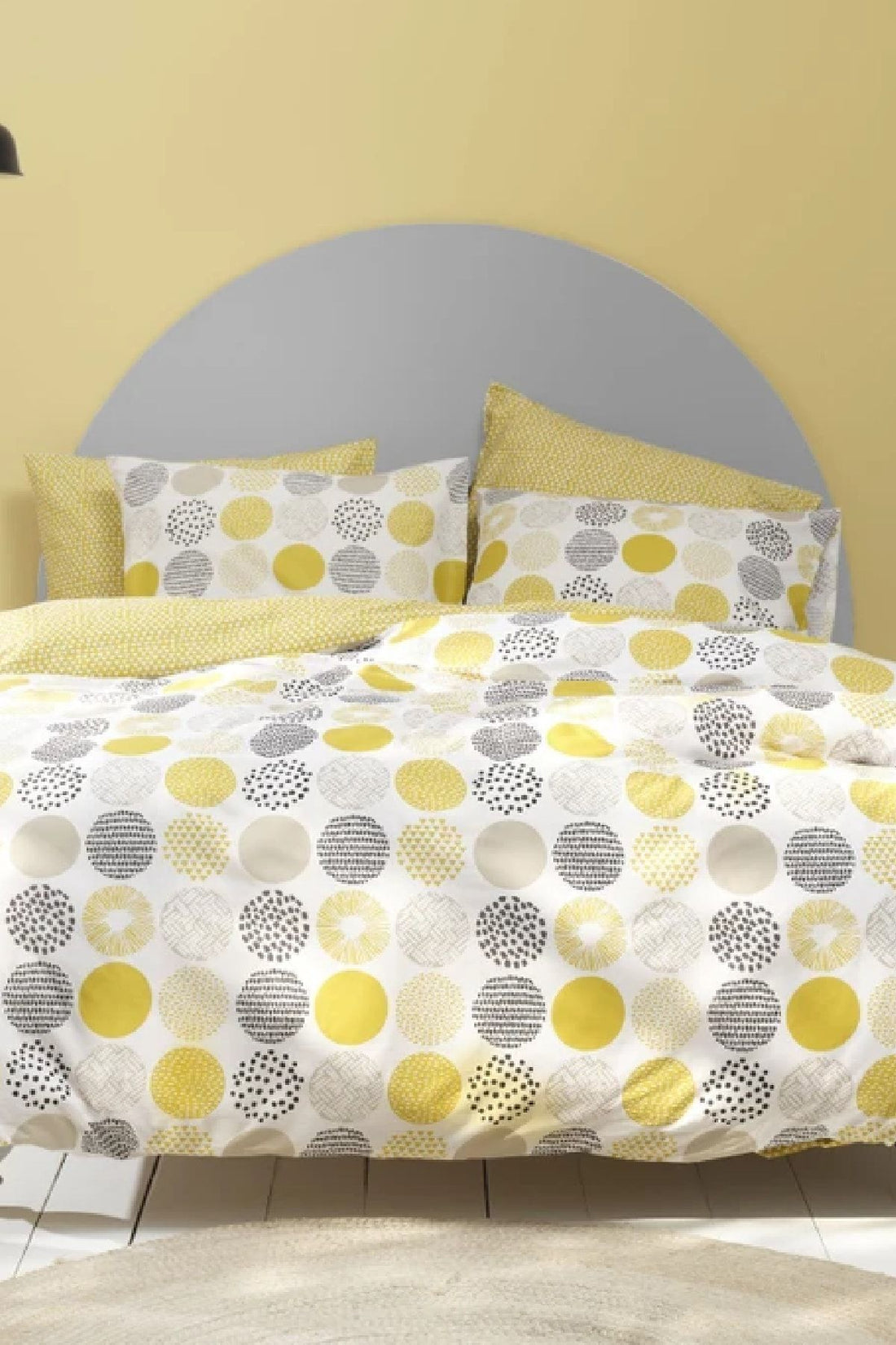 Yuna Yellow 100% Cotton Double Size Duvet Cover Pillow Set