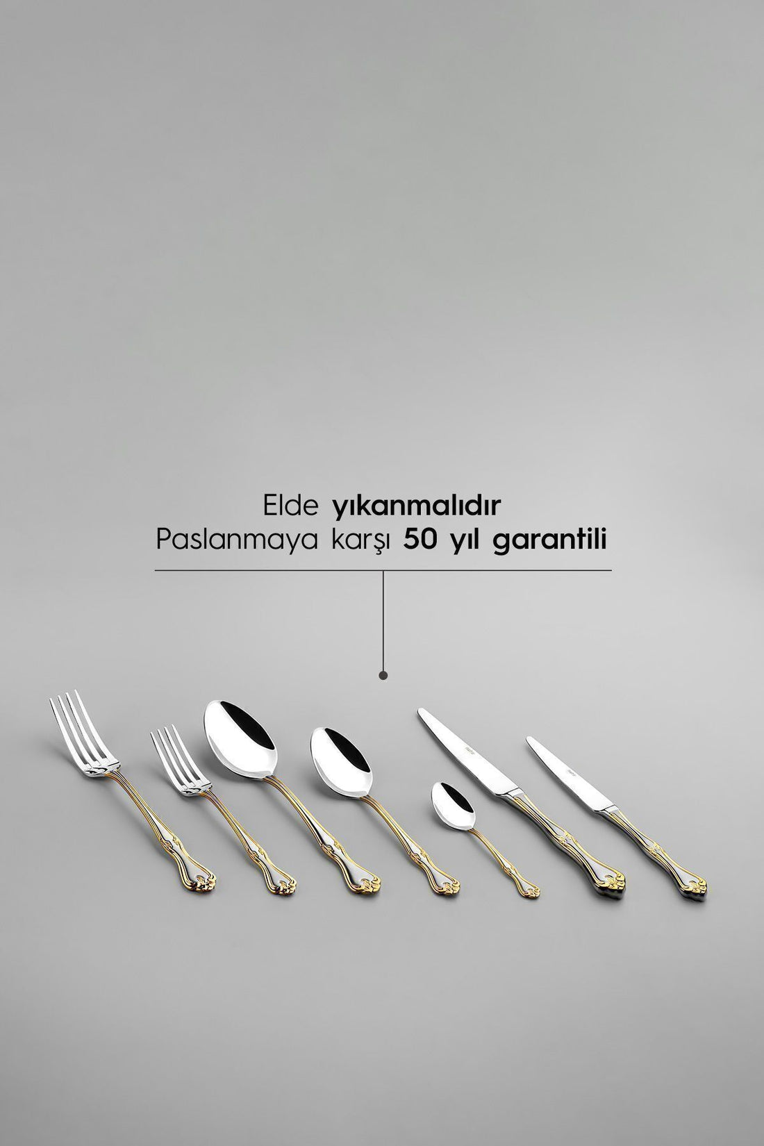 Lalezar Gold Satin 12 Seater 84 Piece Box Fork Spoons Knife Set