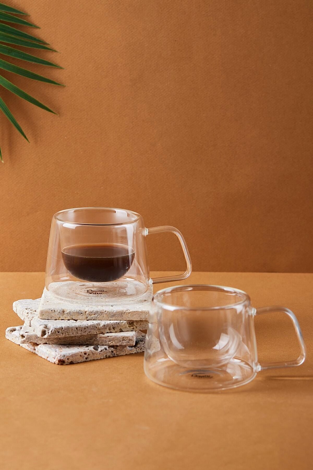 2 Pcs Double Wall Glass Mug Cups 200 ml 12476 (2 PCS) Double Wall