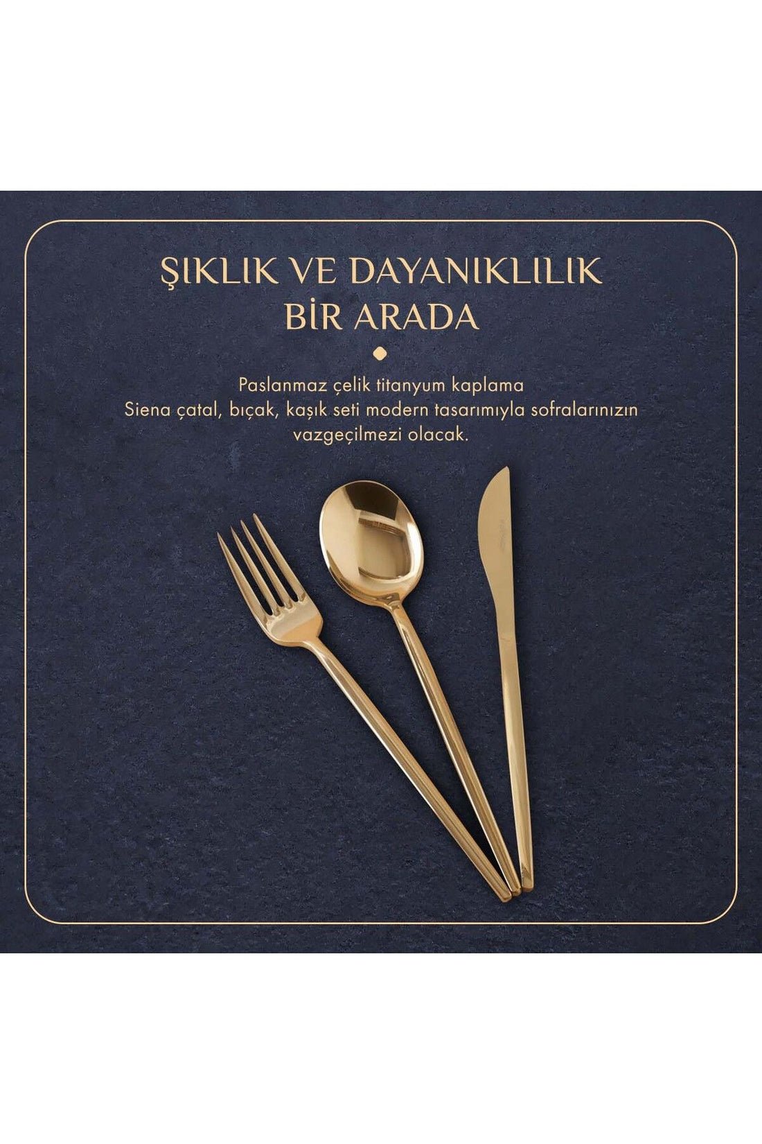 Siena 18 Pieces 6 Seater Dessert Fork Spoons Knife Set Gold