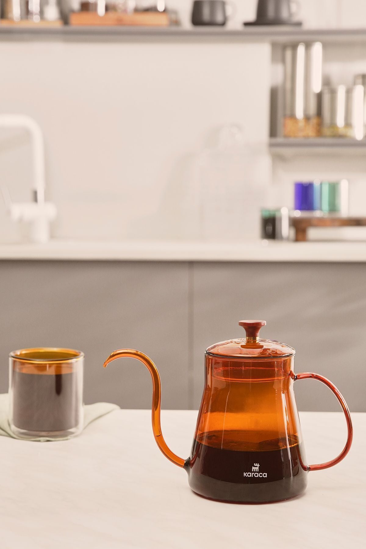 Martina Borosilicate Glass Coffe Kettle/Coffee Pot Orange 600 ml