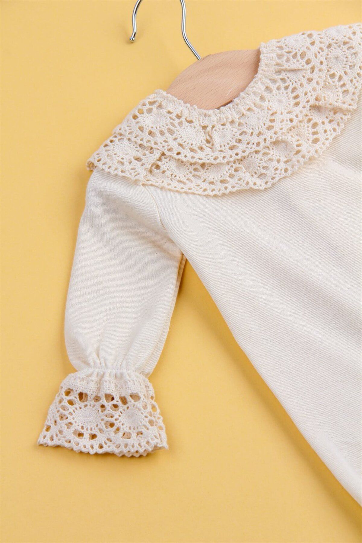 Mini Ropa - Organic Lace Baby Girl Jumpsuit with Hat Hospital Outlet Lace Embroidered Gift Mevlüt Gown