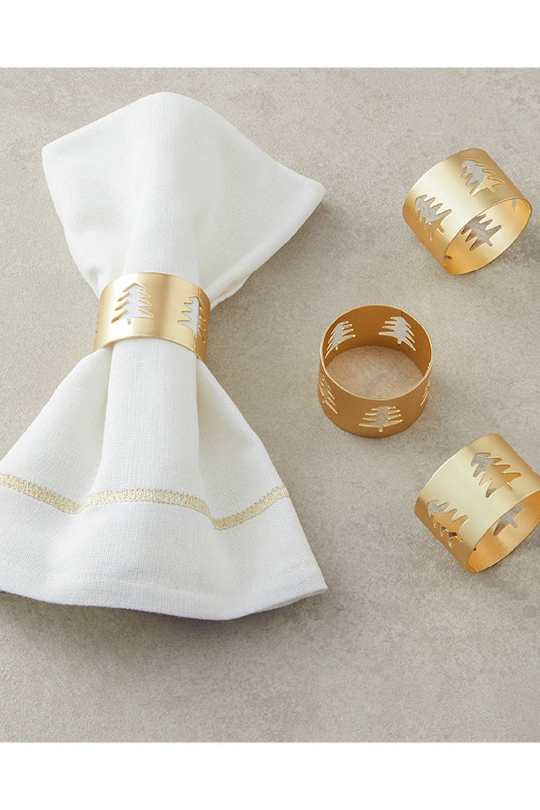 Casamere Metal 4-Piece Napkin Ring Gold