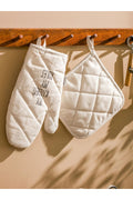 LCW HOME Ecru Printed Oven Glove and Handle
