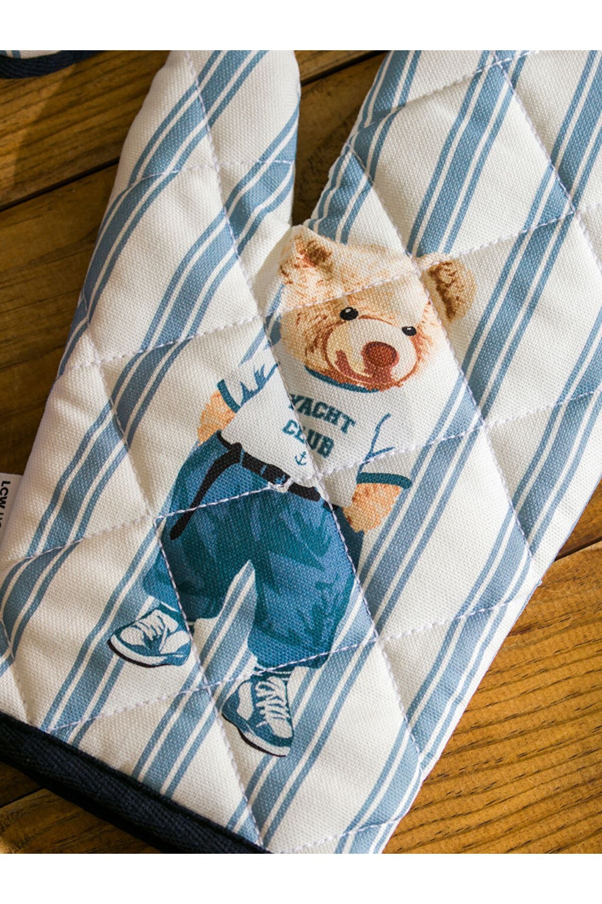 Mixed Bear Teddy Printed Oven Glove and Handle