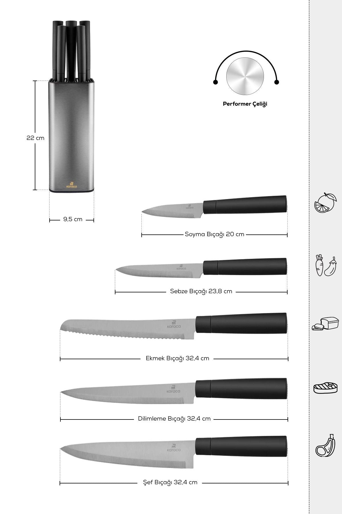 Grammy Inox 6 Piece Stand Knife Set