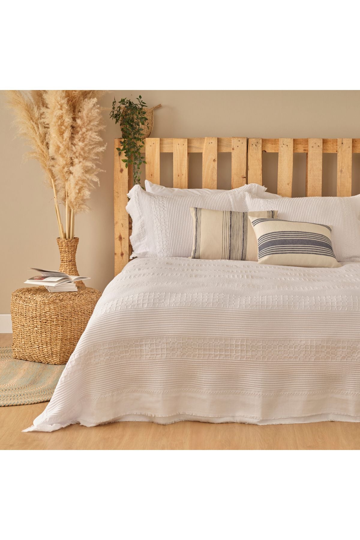 Marine 100% Cotton Double Bed Sheet Set White (240x260 cm)
