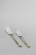 Lalezar Gold Satin 12 Seater 89 Piece Fork Spoons Knife Set with Leather Box