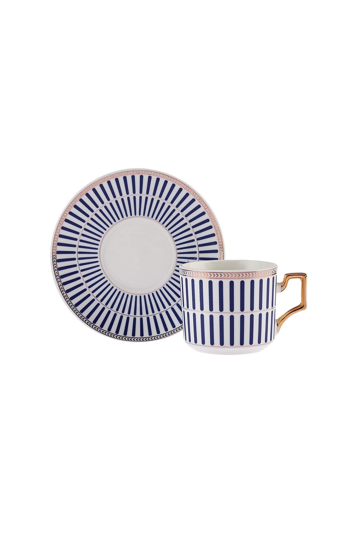 Jolly Blue Thin Line 2 Person Tea Cup Set 220 Ml